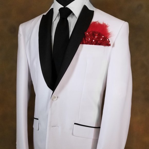 NEW Red Sequin Ruffle & Feather Pocket Square Insert - Picture 2 of 7